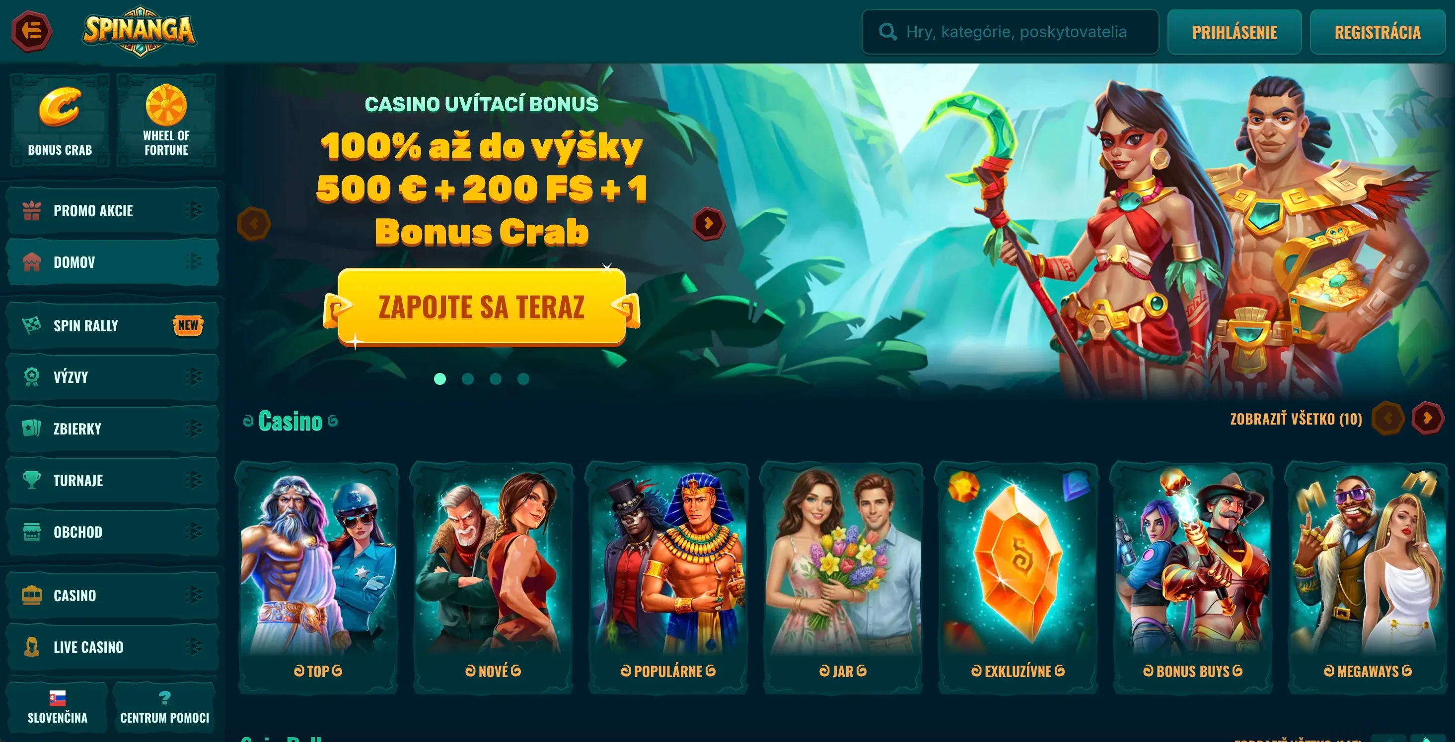Domovská stránka Spinanga casino